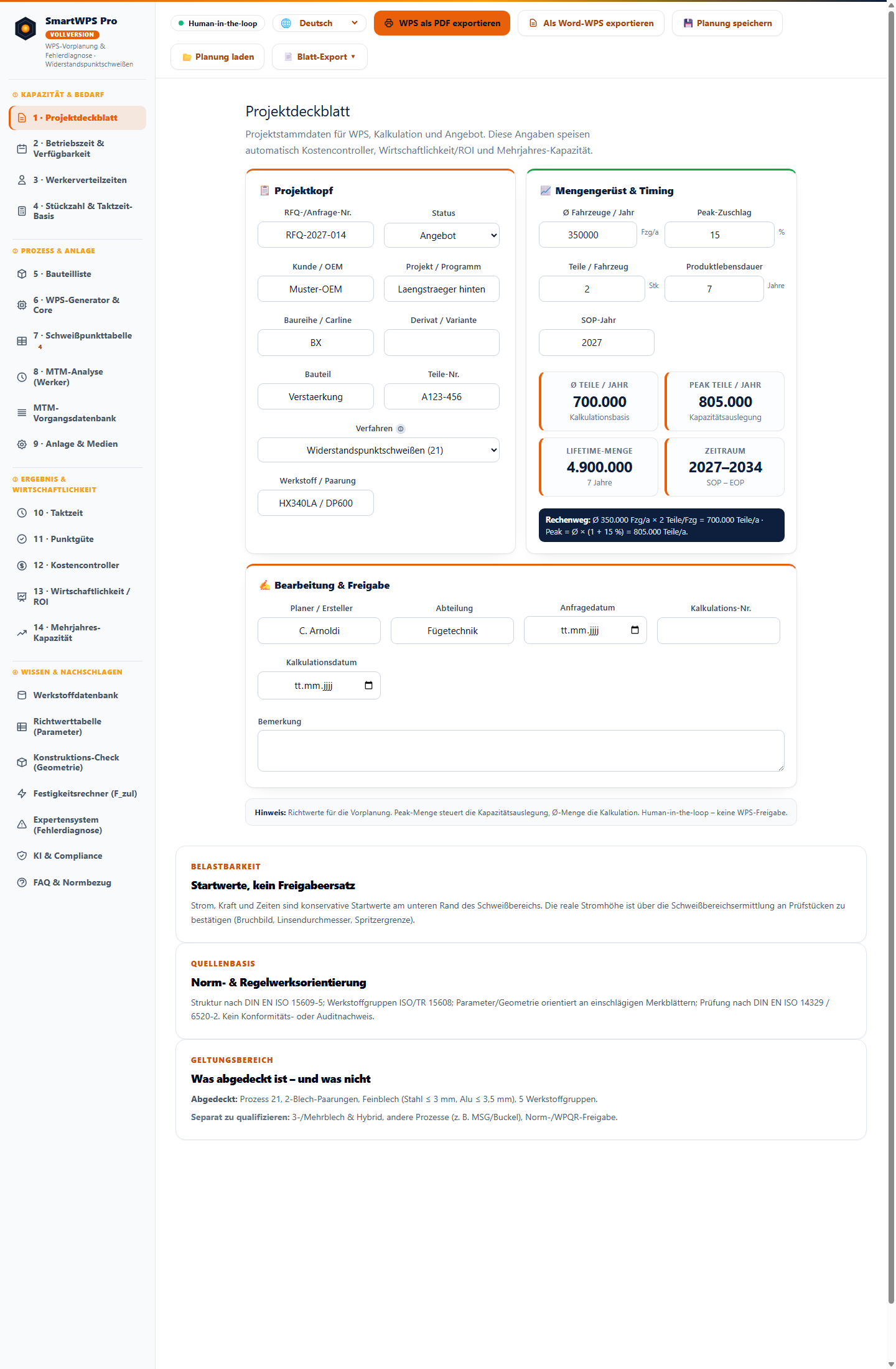 Projektdeckblatt – Vorschau (Vollversion)